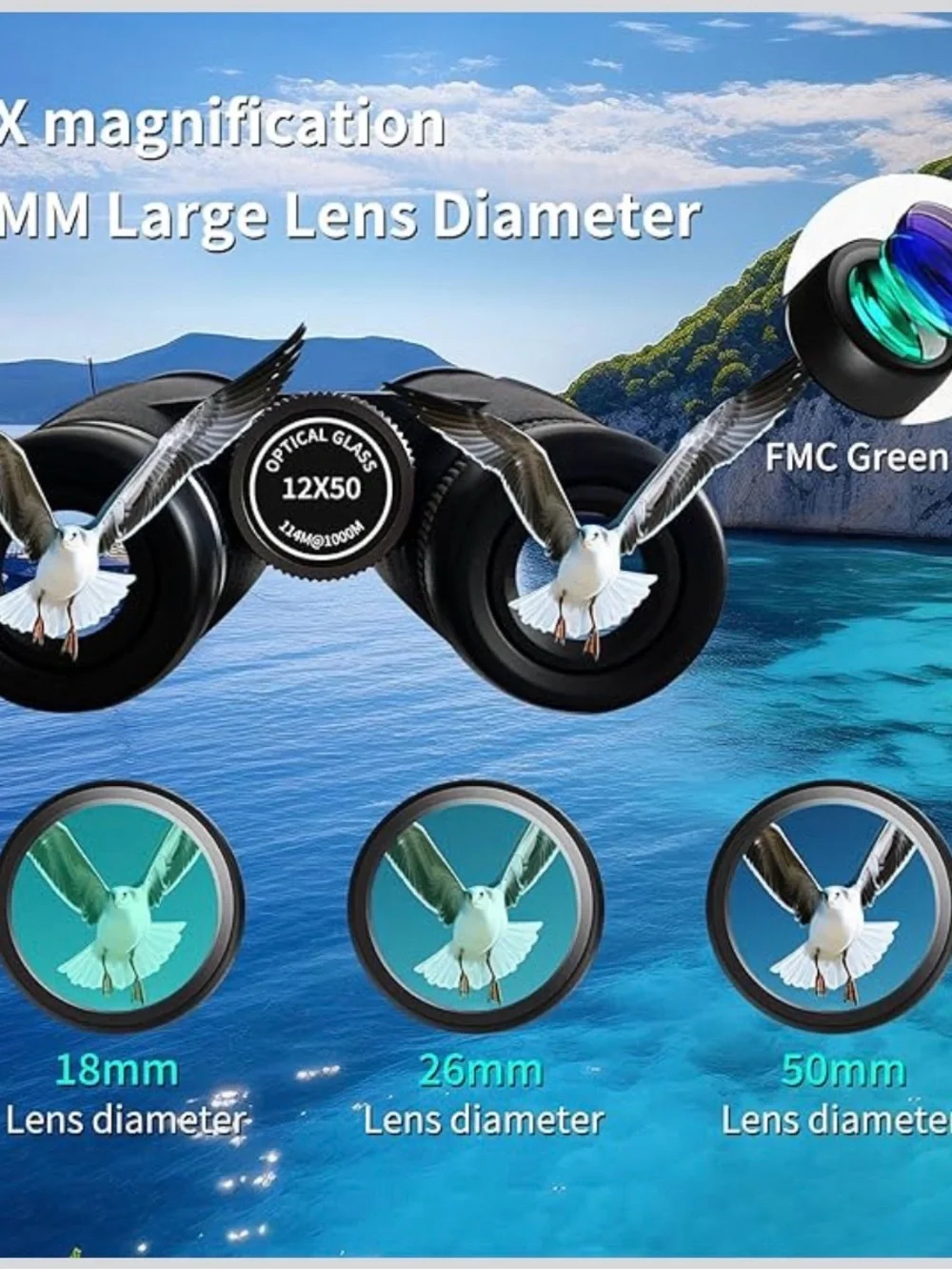 12x50 HD Binoculars, new